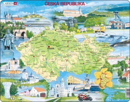 Puzzle Mapa Česko atraktivní místa 77 dílků